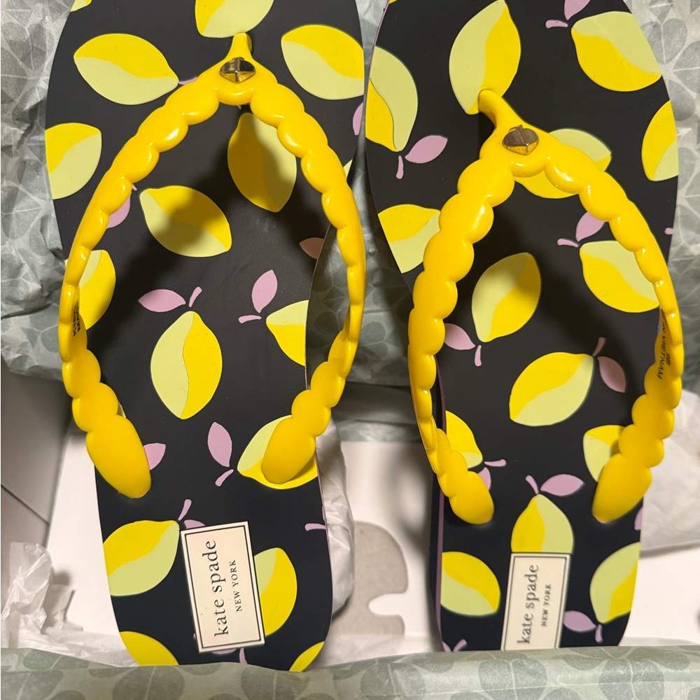Kate Spade Lemon Print Flip Flops